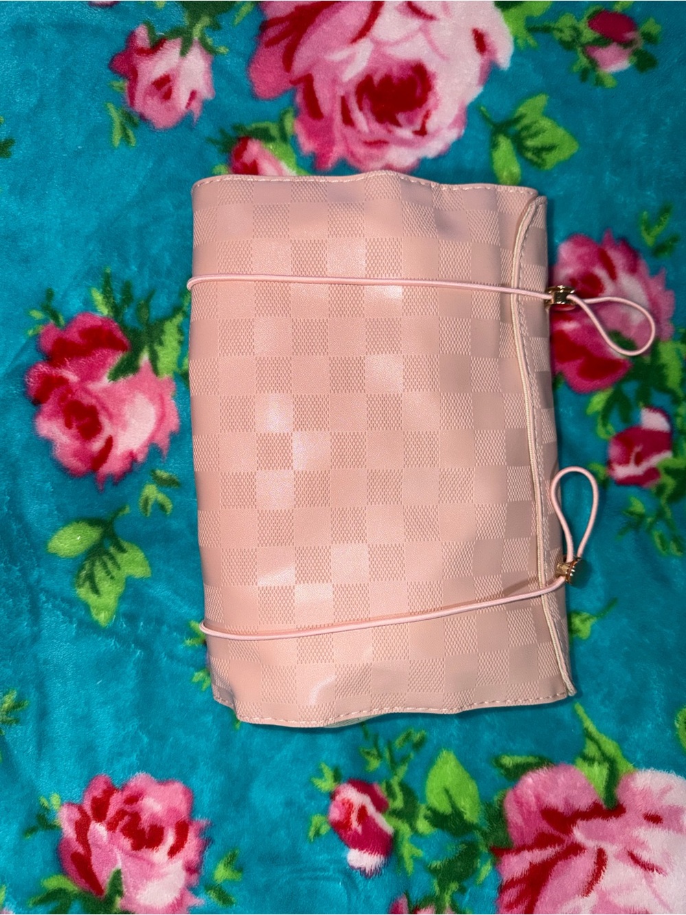 Pink Checkered jewelry roll